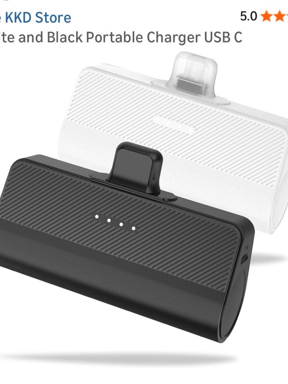 KKD White and Black Portable Charger USB C